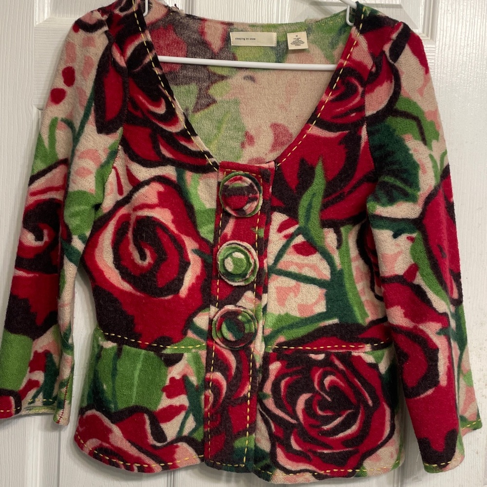 Anthropologie Sleeping on Snow wool peblum sweater